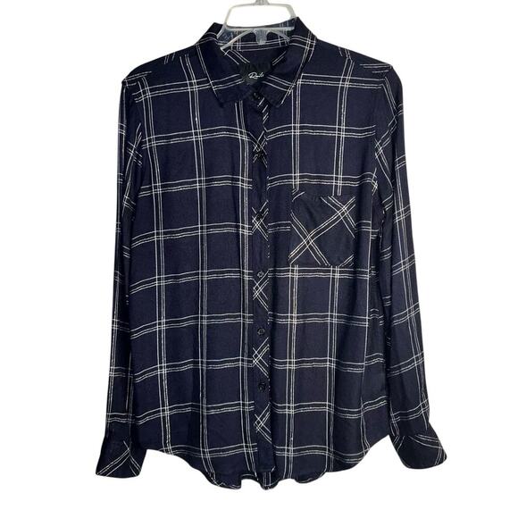 Rails Hunter Navy Snow Metallic Plaid Button Down Shirt Women’s Small - Picture 1 of 9